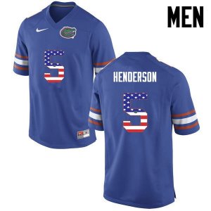 Men's Florida Gators #5 CJ Henderson NCAA Nike Blue USA Flag Fashion Authentic Stitched College Football Jersey YSS8562OS